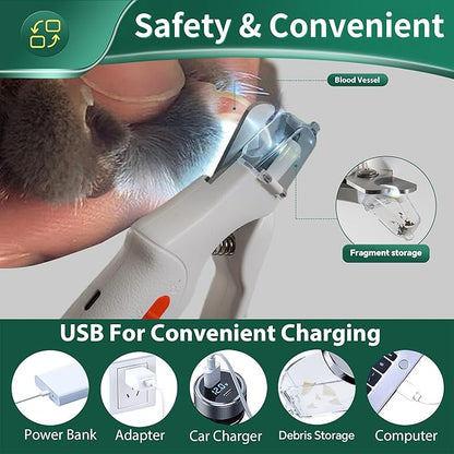 CATPICK 2-in-1 Cat Nail Clippers & Dog Nail Clippers Trimmers for Large Medium Small Dogs Cats Claw Trimmer Quick Sensor and Safety Guard USB Rechargeable with 2 LED Lights Dogs Nail Trimmer