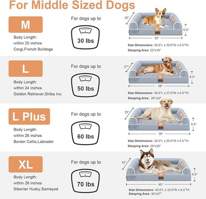 Large Dog Bed Orthopedic Washable: Beds Bolster XL Bed Large Big Dogs Egg Crate Foam Couch Sofa Waterproof with Removable Cover