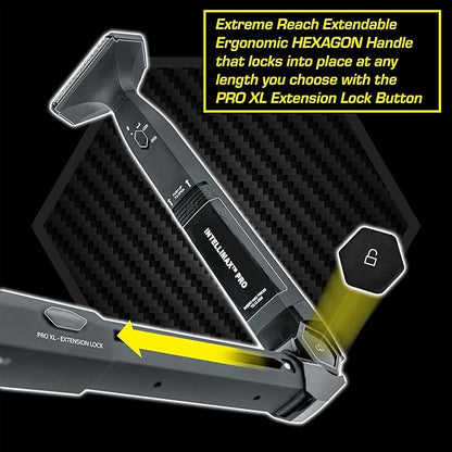 MANGROOMER - INTELLIMAX PRO - New Back Shaver with 2 Shock Absorber Flex Heads, Power Hinge, Extreme Reach Handle and Advanced 2.7" Extra-Wide Blade Design (Version 3.0)