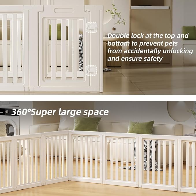 LoveTail Clear Dog Play Pen,Pet Playpen with Door,Easy to Clean and Install Puppy pens for Both Indoor and Outdoor use (White, 23.6" Height, 8)