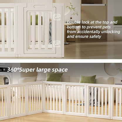 LoveTail Clear Dog Play Pen,Pet Playpen with Door,Easy to Clean and Install Puppy pens for Both Indoor and Outdoor use (White, 23.6" Height, 8)