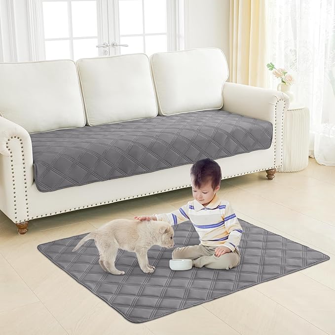 Smiry Waterproof Dog Bed Cover Blanket 52x82, Soft Reversible Pet Blanket, Washable Leakproof Cats Dogs Couch Cover for Sofa, Couch, Furniture, Lattice, Grey/Grey