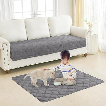 Smiry Waterproof Dog Bed Cover Blanket 52x82, Soft Reversible Pet Blanket, Washable Leakproof Cats Dogs Couch Cover for Sofa, Couch, Furniture, Lattice, Grey/Grey