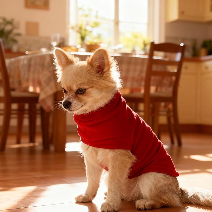 EXPAWLORER Soft Cat Sweater - Sweaters for Cats Only Warm Kitten Clothes, Fall and Winter Pet Coat Pullover Design, Fleece Sweatshirt Clothing Also for Puppy Small Dogs, Bright Red L