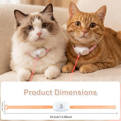 Walfront Interactive Cat Toy, Automatic Pink Light-Up Collar Design, Adjustable Fit 9.1–13.4"(23–34cm) USB Rechargeable 2 Modes Wide Beam Angle, Indoor Activity for Active Cats, Exciting Fun