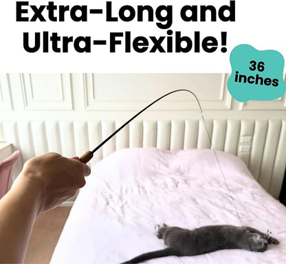 repounce Forever Stick 2 Pack - The Unbreakable Cat Toy Wand, Extra Long Durable Interactive Cat Toy for Indoor Cats, Feather Kitten Toys for Bored Indoor Adult Cats, Bird Teaser Cat Accessories