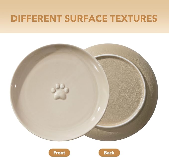 Havniva Raised Ceramic Wide Whisker Friendly Cat Dishes, Food& Water Bowl with 2 Style Stand Adjustable Pet Bowl Set, Anti Whisker Fatigue(2Dish+2Shallow Dish+Stand
