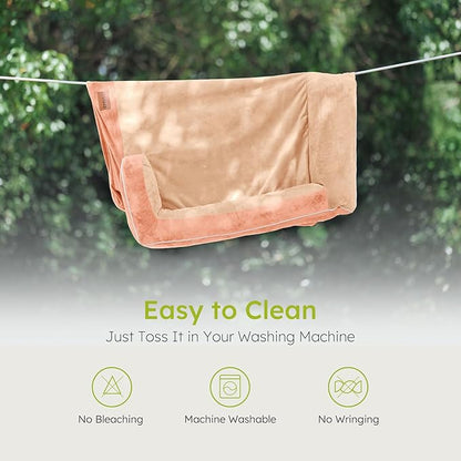 CWAWZ Dog Beds for Large Dogs, Orthopedic Dog Bed with Cooling Gel Memory Foam, Waterproof Large Pet Bed with Removable Washable Cover, 36" Pet Sofa Couch Dutch Velvet with Bone Toy, Peach Pink