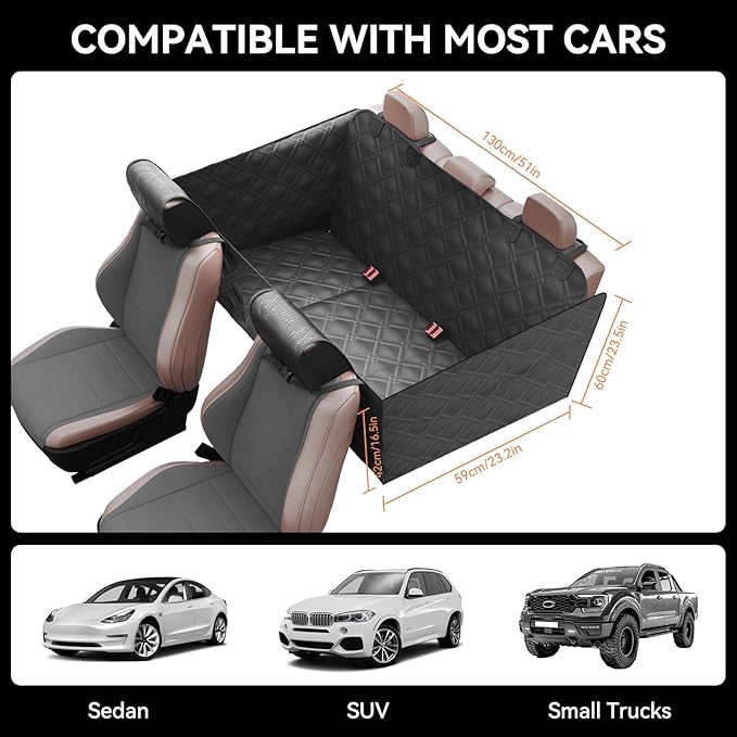 Surfcabin Back Seat Extender for Dogs – Waterproof Dog Seat Cover for Back Seat with Door Protection, Easy to Use and Clean, Hard Bottom, Holds 420 lbs Dog Hammock for Cars, SUVs & Small-Size Trucks