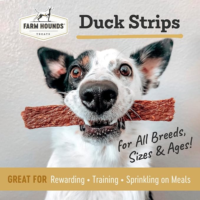 Farm Hounds - Duck Strips - Premium Natural Jerky for Dogs - Made from 100% Humanely Raised Duck - Break-to-Size - Great for Training & Treats - No Added Fillers - Made in USA - 4.5 oz - 1 Pack
