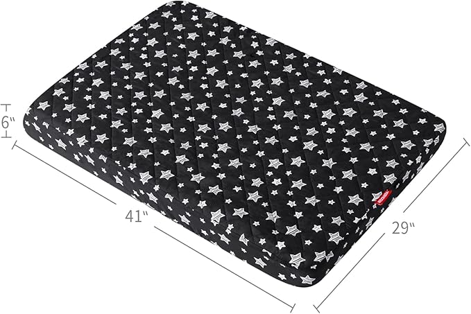 Waterproof Dog Bed Covers Replacement Washable Pet Hair Easy to Remove, Noiseless Quilted Puppy Pet Bed Cover Lovely Black Star Print 29x41 Inches, for Dog/Cat, Cover Only
