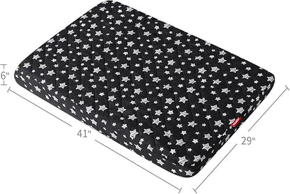 Waterproof Dog Bed Covers Replacement Washable Pet Hair Easy to Remove, Noiseless Quilted Puppy Pet Bed Cover Lovely Black Star Print 29x41 Inches, for Dog/Cat, Cover Only