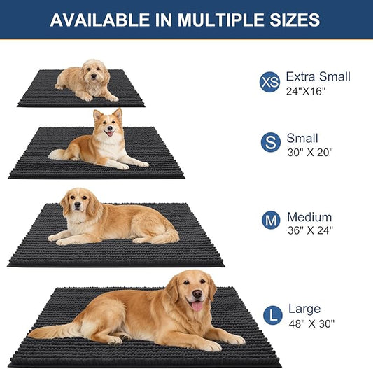 OLANLY Dog Door Mat for Muddy Paws 24x16, Ultra Absorbent Chenille Mud Doormat, Non-Slip Washable and Dirt Trapping Doormat for Indoor Entryway, Quick-Dry Indoor Pet Bed Mats for Dogs, Dark Grey