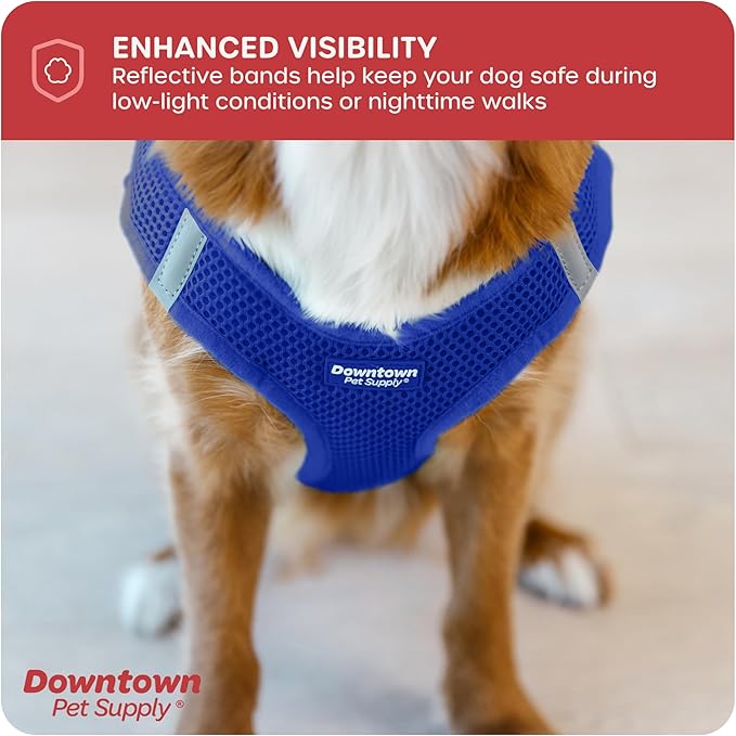 Downtown Pet Supply Step in Dog Harness No Pull, X-Large, Blue - Adjustable Harness with Padded Mesh Fabric and Reflective Trim - Buckle Strap Harness for Dogs