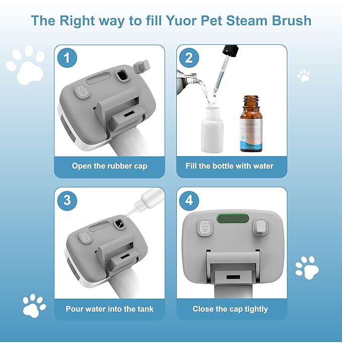 Pawimood Pet Steam Brush for Dogs & Cats, 3-in-1 Steam Grooming Brush for Shedding & Hair Removal - Self Cleaning Spray Comb with Mist for Long Haired Pets - Includes Pet Essence