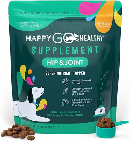 Hip & Joint Supplements for Dogs | Probiotic & Prebiotic Benefits with Wild Salmon Omega 3s to Help Your Dog Reach New Heights | All Breeds and Sizes | 120 Count