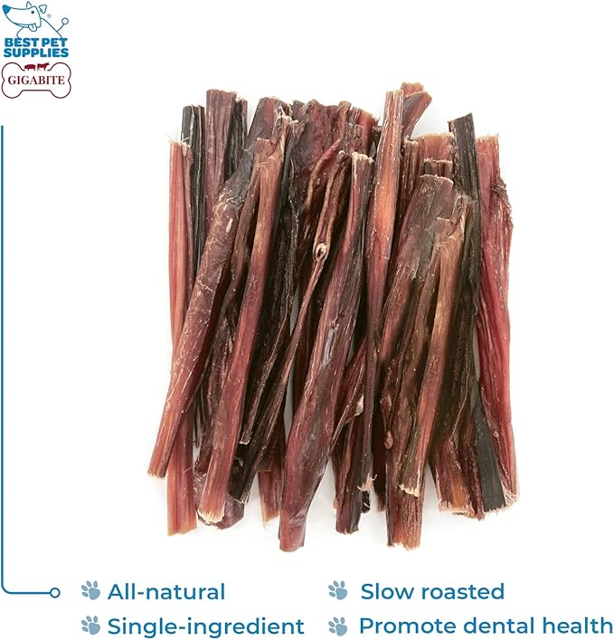 GigaBite Single Ingredient All Natural Free Range Bully Treats and Chews - Bully Sticks/Bladder Sticks/Beef Esophagus by Best Pet Supplies - Bully Sticks (Slim 6"), Pack of 25