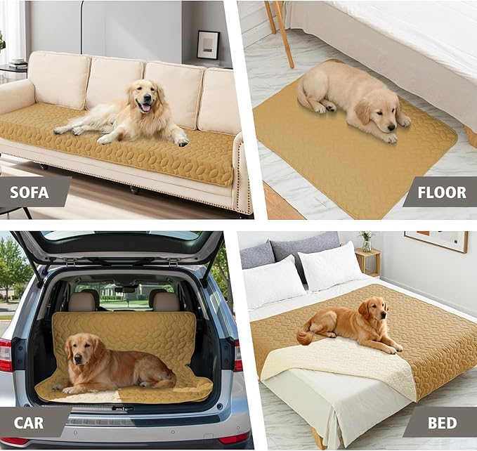 Ameritex Waterproof Pet Bed Cover Anti-Slip Dog Bed Blanket for Sofa and Furniture Waterproof New Pattern Design (Sand, 30x53 Inch (Pack of 1))