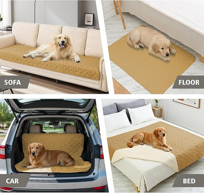 Ameritex Waterproof Pet Bed Cover Anti-Slip Dog Bed Blanket for Sofa and Furniture Waterproof New Pattern Design (Sand, 30x53 Inch (Pack of 1))