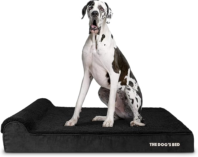The Dog’s Bed Orthopedic Headrest Dog Bed XXL Black Plush, Memory Foam, Pain Relief for Arthritis, Hip & Elbow Dysplasia, Post Surgery, Lameness, Waterproof Washable Cover, Veterinary Approved