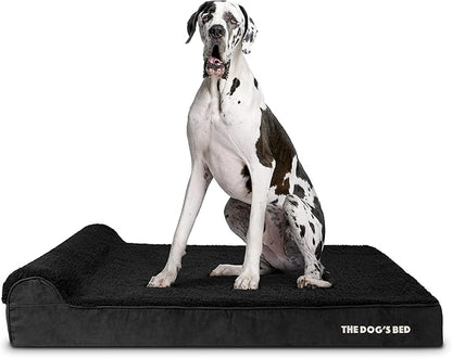 The Dog’s Bed Orthopedic Headrest Dog Bed XXL Black Plush, Memory Foam, Pain Relief for Arthritis, Hip & Elbow Dysplasia, Post Surgery, Lameness, Waterproof Washable Cover, Veterinary Approved