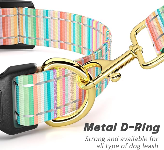 Reflective Dog Collar, Cute Dog Collar for Small Dogs, Soft Nylon Puppy Collar for Boy and Girl Female Dogs, Adjustable Pet Collars with Quick Release Buckle, Colorful Watercolor Art