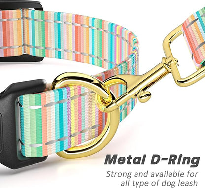 Reflective Dog Collar, Cute Dog Collar for Small Dogs, Soft Nylon Puppy Collar for Boy and Girl Female Dogs, Adjustable Pet Collars with Quick Release Buckle, Colorful Watercolor Art