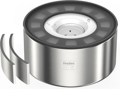 Feedoo 1Gallon No Spill Water Bowl for Dogs, Double-Wall Stainless Steel with Splash-Proof Paws Lid and Floating Disk, Non-Slip Base, Easy to Clean Slow Water Feeder for Large Medium Dogs