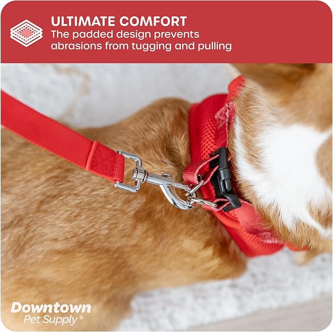 Downtown Pet Supply Step-in Dog Harness – No Pull, Adjustable Padded Mesh with Reflective Trim, Secure Buckle Strap – Comfortable & Breathable Small Dog Harness, XX-Small, Red