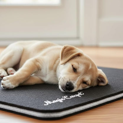 Magic Carpet™ Kennel Liner & Pet Feeding Mat (2-Pack) | 18″ × 11.75″ Each | Heavy-Duty Absorbent & Puncture-Resistant | Washable, Reusable, Eco-Friendly | Made in USA | Recycled Material