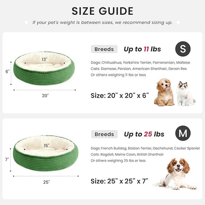 Love's cabin Round Donut Cat and Dog Cushion Bed, 25in Pet Bed for Small or Medium Dogs, Anti-Slip & Water-Resistant Bottom, Soft Durable Fabric Pet Beds, Washable Calming Cat Bed Green Stripe