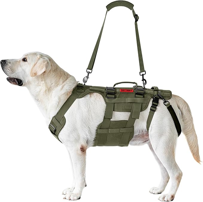 OneTigris Dog Lift Harness for Large Dogs, Dog Hip Support Brace, Full Body Dogs Lifter with Handles Invictus Multifunctional Mobility Assistance Vest for Back Legs (Green, X-Large)