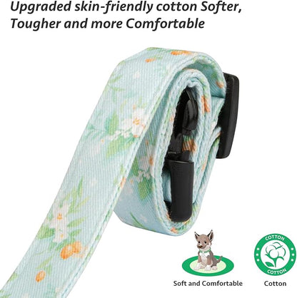 Cotton Handmade Dog Collar Cute and Distinctive Patterns Light Green Flower with Pendant for Girl Boy Dogs Collars L