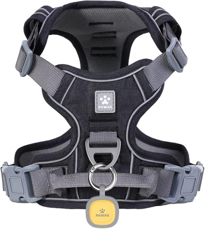 Pawaii No Pull Dog Harness with Pet ID Tag,Reflective Strips No Choke Front O Ring Breathable Mesh Adjustable Soft Padded Pet Vest with Easy Control Handle for Small Dogs