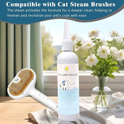 Pet Steam Brush Spray Refill for Dogs & Cats – Concentrated Waterless Shampoo, Pet Comb Leave-In Serum, 3-in-1 Grooming Spray Comb Mist, 1*Shampoo(Steam Brush not Included)