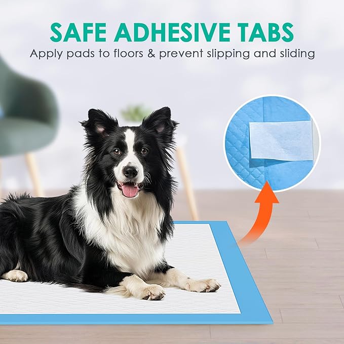 JollyMate 28"x34" Dog Pee Pads Extra Large, 50 Pack X-Large Super Absorbent Pet Pee Pads with Adhesive Tabs, 6 Layers Thick Leak-Proof Potty Pads for Dogs and Puppies