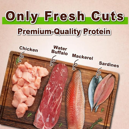 A Freschi srl Healthy Cats Treats, Snacks for Indoor Cats, Omega 3 for Skin and Coat, Training Treats with High Protein, All Natural, Grain Free, Buffalo & Chicken & Fish, Star Shape, 6 oz