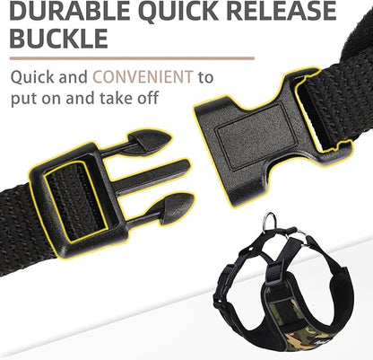 PUPTECK Small Dog Harness and Leash Set, No Pull Adjustable Puppy Cat Harness, Reflective Soft Mesh Pet Vest Small Sized, Camouflage, M