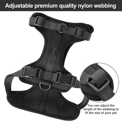 Wisedog No Pull Lightweight Dog Harness: Adjustable Breathable Mesh Pet Vest Harness with Soft & Comfortable Cushion, for Small Medium Large Dogs (Large, Black)