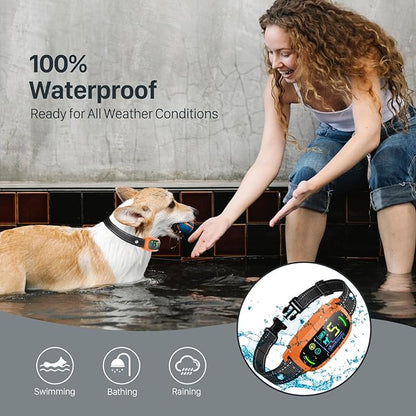 FAFAFROG Dog Bark Collar for Large Medium Small Dogs, Rechargeable Smart Bark Collar, Anti Barking Training Collar with 5 Adjustable Sensitivity Beep Vibration (Orange)