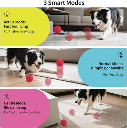 SCHITEC Smart Interactive Dog Toy Ball – Automatic Moving & Bouncing Balls for Large Dogs, Rechargeable Motorized Dog Ball, Stimulating Pet Toy for Active & Bored Medium Large Dogs (Red)