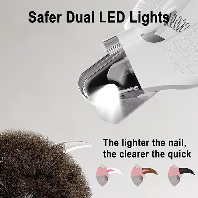 2-in-1 Dog Nail Clippers & Cat Nail Trimmers for Small Medium Large Pets Claw, 2 LED Lights and Battery Indicator, Ultra-Quiet Grinder for Puppy and Kitten, USB-C, Nail Clipping Catcher