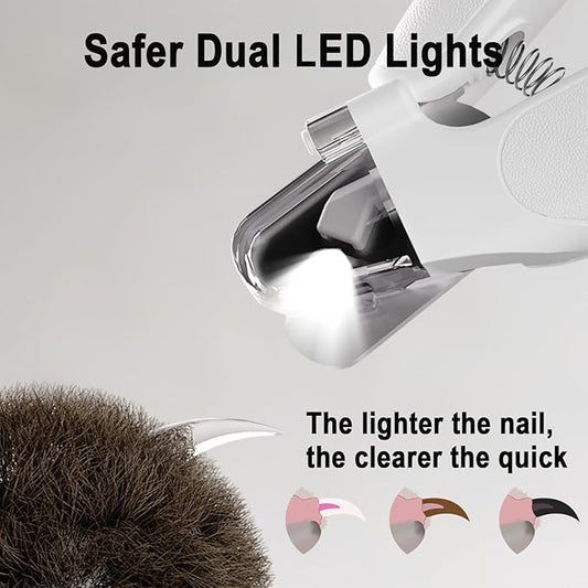 2-in-1 Dog Nail Clippers & Cat Nail Trimmers for Small Medium Large Pets Claw, 2 LED Lights and Battery Indicator, Ultra-Quiet Grinder for Puppy and Kitten, USB-C, Nail Clipping Catcher