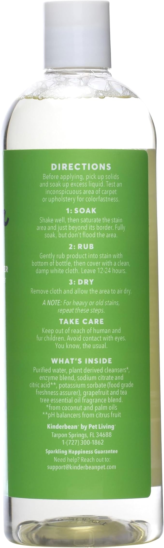 Kinderbean Dog & Cat Urine Stain and Odor Eliminator for Carpet, Upholstery, Hard Floors - Single 24 oz., Grapefruit Tea Tree Scent, Enzyme Bio-Active Formula with Squeeze and Spray Top