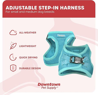 Downtown Pet Supply Step-in Dog Harness – No Pull, Adjustable Padded Mesh with Reflective Trim, Secure Buckle Strap – Comfortable & Breathable Small Dog Harness, X-Small, Light Blue