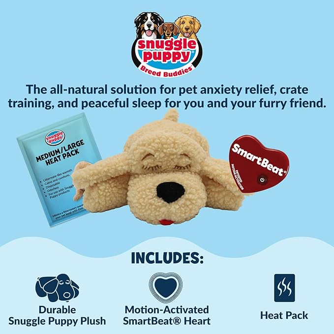 Snuggle Puppy SmartPetLove Special Edition Toys - Heartbeat Puppy for Dogs - Pet Anxiety Relief and Calming Aid - Comfort Dog Toys for Behavioral Training in Doodle