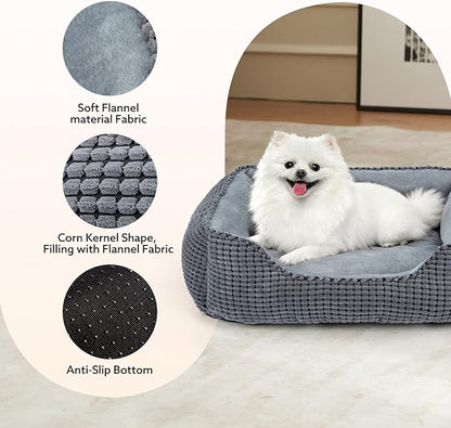MIXJOY Dog Bed for Large, Medium, Small Dogs - Rectangle, Washable, Orthopedic, Soft Cat Beds - Anti-Slip Bottom, Multiple Sizes (35'', Grey)