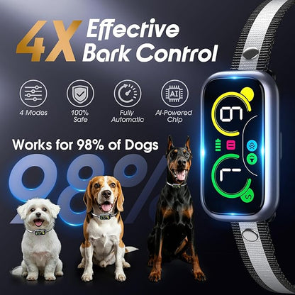 Kollgux Dog Bark Collar Pro, Instant Bark Solution, Smart Anti Barking Device with 4 Correction Modes, Fast-Acting Barking Collar for for Large Medium Small Dogs 5-150lbs, Ideal for Home & Outdoor Use