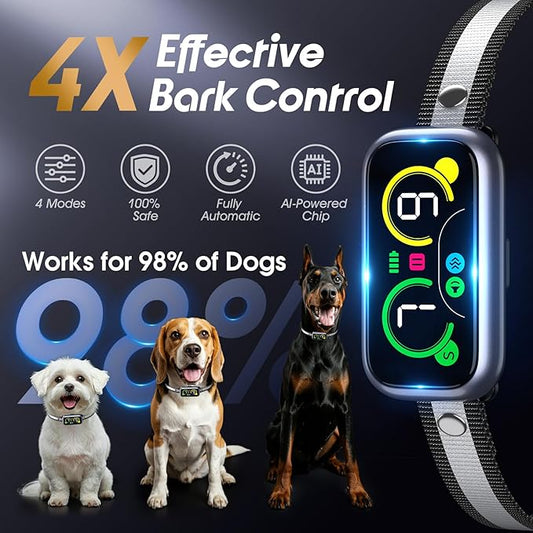 Kollgux Dog Bark Collar Pro, Instant Bark Solution, Smart Anti Barking Device with 4 Correction Modes, Fast-Acting Barking Collar for for Large Medium Small Dogs 5-150lbs, Ideal for Home & Outdoor Use