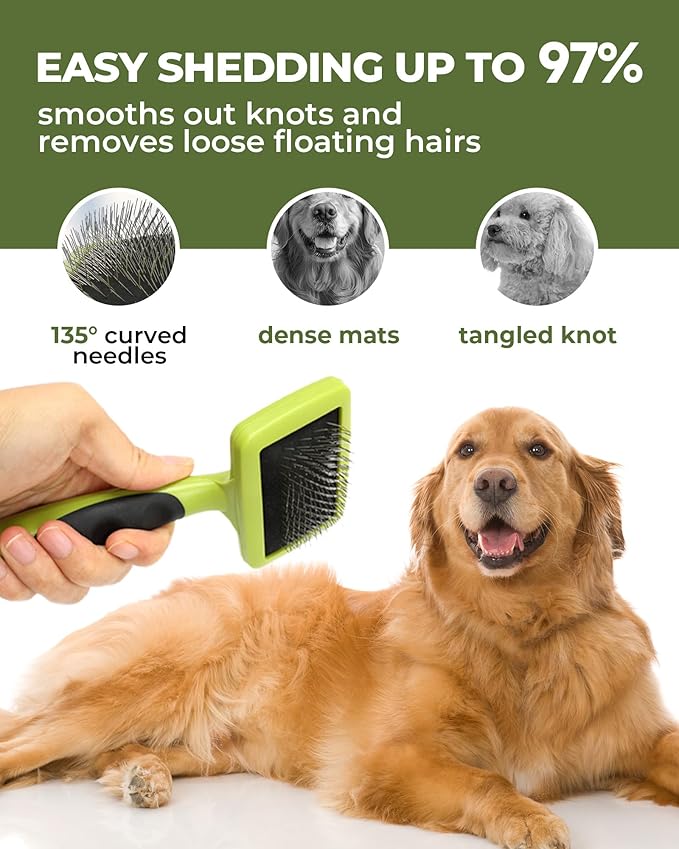 KUEIOX Dog Brush for Shedding Grooming,6 Pack Long-Pin Brush Set for Long Haired Dog Cat Goldendoodles Poodles Doodles Green